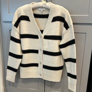 Splendid Black and Cream Striped Cardigan